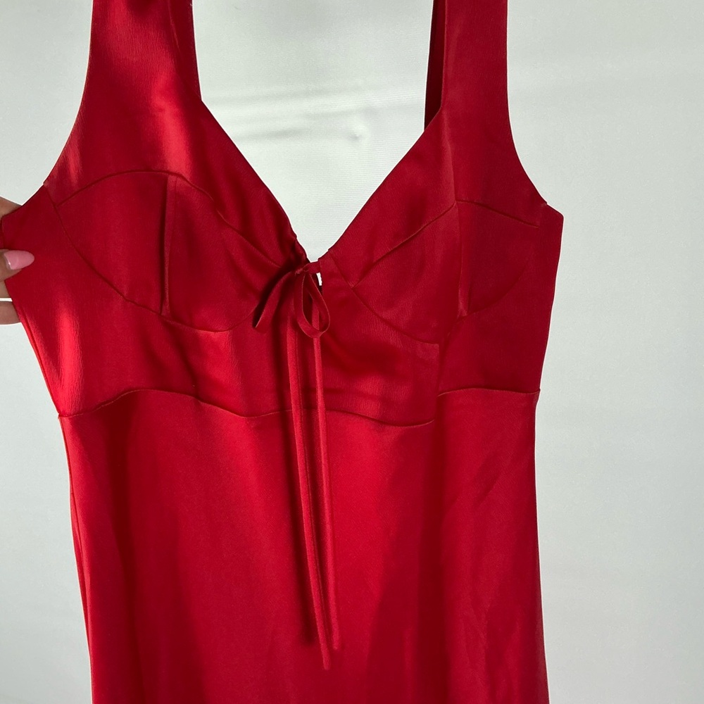 Nordstrom Wayf Vibrant Red Knot-Front Dress - Picture 3 of 4
